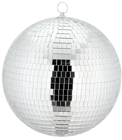 Relaxdays Discokugel, Ø 25 cm, Deko Spiegelkugel zum Aufhängen, große Partykugel mit Metallöse, Discoball Party, Silber