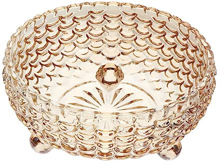 FUNOMOCYA 1Pc Creative Amber Glass Salad Bowl Unique Three Legged Design for Serving Fruit Dessert Cuisine Decorative Food Bowl for Home Use Housewarming