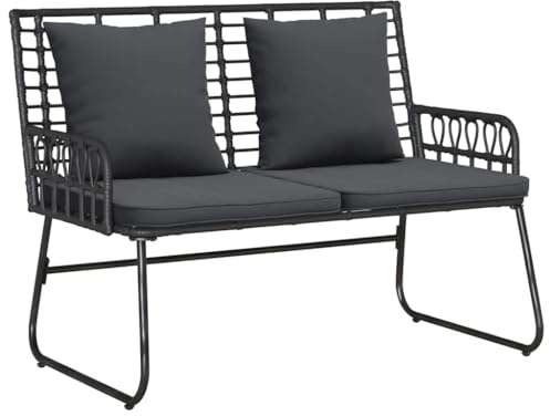 vidaXL Gartenbank Schwarz und Anthrazit Poly-Rattan, Garten und Terrasse, modernes Outdoor-Möbel, Poly-Rattan-Set Bank, Lounge-Sitzgelegenheit für die Terrasse