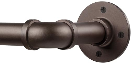 DEFYNEE Gardinenstange Rotbronze, 80-152 cm 25mm Industrial Vorhangstange | wetterfest, Outdoor & Indoor, Wand- & Deckenmontage, bis 15 kg, Scheibengardinenstange，gardinenstangen & -schienen
