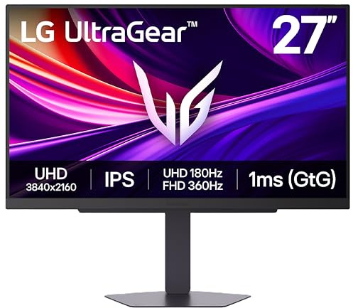 LG 27G810A-B 27-inch Ultragear 4K UHD (3840 x 2160) IPS Gaming Monitor, Dual Mode UHD 180Hz or FHD 360Hz, 1ms, NVIDIA G-Sync, AMD FreeSync Premium, VESA DisplayHDR 400, HDMI 2.1, Black