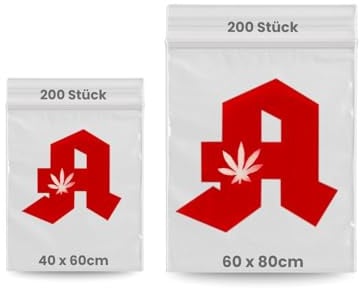 EKNA Cannabis Tütchen mit Druckverschluss - 400x Baggy Tüten Apotheke Bags - 40x60 & 60x80 - Beutel mit Zippverschluss verschließbar & lebensmittelecht (4x 100er)