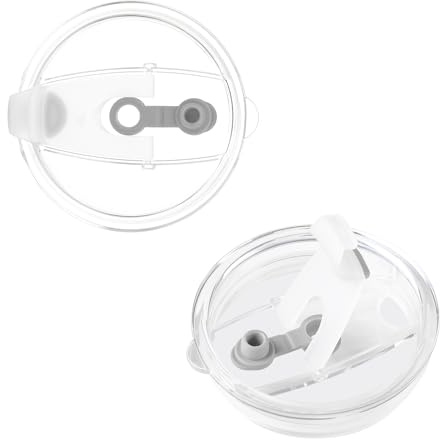 Tumbler Replacement Lids for LOOFORE 380ml 600ml Iced Coffee Glass Cup | Durable Transparent Plastic, Double Seal Technology, Silicone Gasket, Easy-to-use Switch Sliding Cover Design