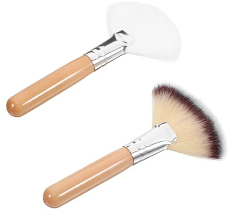 STOBAZA 2Pcs Large Fan-shaped Makeup Brushes Soft Powder Highlighting Cheekbones Blush Multi-functional Facial Cosmetic Tools with Sturdy Long Handles for Women