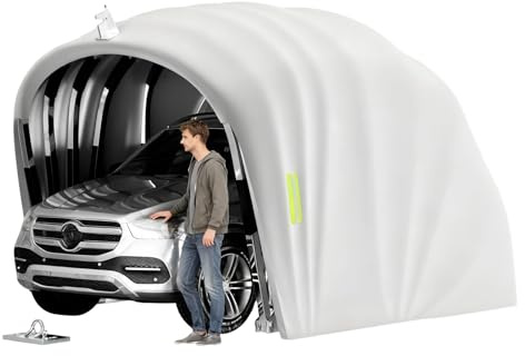 ACLFF Mobile Auvent Rétractable D'extérieur, Garage Pliant Voiture Exterieur, Tissu Oxford Epais, Abri de Voiture Résistant aux Intempéries, Verrouillable pour Berlines, Motos, Jardin