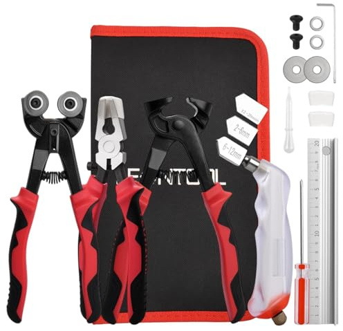 LEONTOOL Kit de 10 outils de coupe pour verre et carrelage – Pince molette à mosaïque, pince à verre à mâchoires courbes, pince à carrelage, coupe-verre – Pour vitrail, faïence, miroir, bricolage
