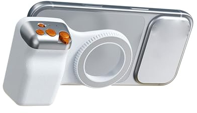 Jectse Impugnatura Magnetica per Fotocamera del Telefono, Pulsanti di Scatto a 2 Stadi con Quadrante Zoom e Interruttore Obiettivo, Telecomando BT Rimovibile Portata 10 M, Matrice