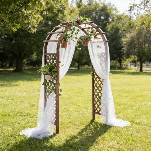 Rytgdxss Stabiler Torbogen aus Kiefer Rosenbogen mit Halbbogen Einfach montierbare Rankhilfe für Rosen,Efeu,Clematis Robuste Laubengang-Konstruktion für Garten,Rasen & Hof(140x50x227cm-Nur Torbogen)