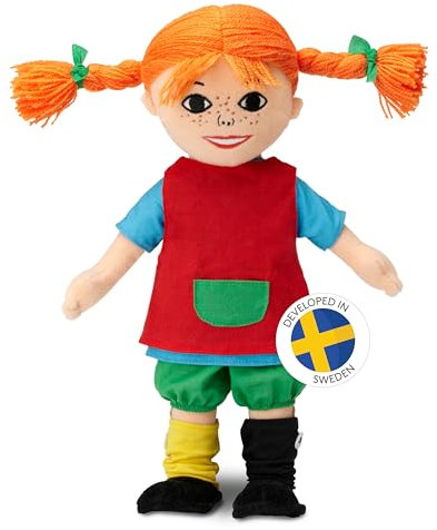 Pippi Langstrumpf Puppe 30 cm – süße Stoffpuppe als Baby Spielzeug ab 10 Monaten & Taufgeschenk für Mädchen – besonders weiche Kuschelpuppe & Plüschpuppe