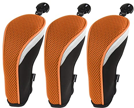 Andux Golf Hybrid Club Head Covers with Interchangeable No. Tag Pack of 3 Orange