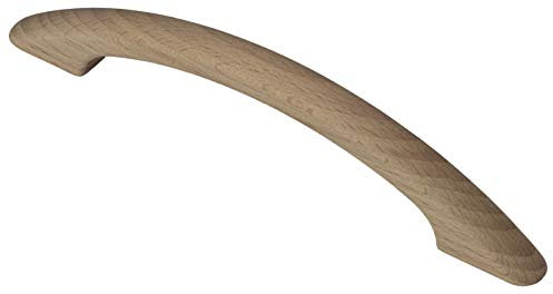 GedoTec Moderner Schubladengriff 128 mm Möbelgriff Holz-Griff Bogengriff Küche aus Buchenholz | Bohrabstand 128 mm | Länge 170 mm | Buche natur | 1 Stück - Design Schrankgriff mit M4 Gewindeschrauben
