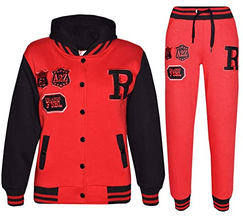 A2Z 4 Kids Unisex Baseball Tracksuit Varsity Hoodie Jogger Outfit Set | Fleece Activewear Ensemble Featuring Contrast Panels For Daily Comfort
