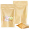 SumDirect 50Pcs Kraft Zipper Stand Up Bags Pouches with Notch and Matte Window (9x14cm)
