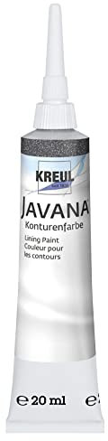 KREUL 814420 - Javana Seidenmalerei Konturenfarbe für Stoffe mit Perlglanzeffekt, 20 ml Tube mit Feinspritzdüse, anthrazit