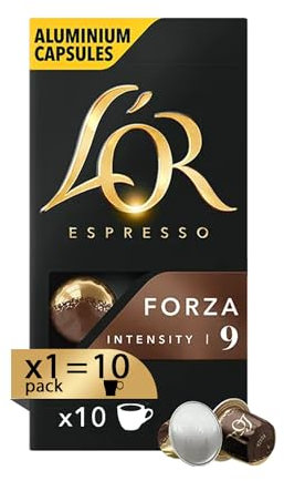 L'Or - Capsule Caffè Espresso Forza - Compatibili con Macchine Nespresso®* original - 10 Capsule in Alluminio - Intensità 9
