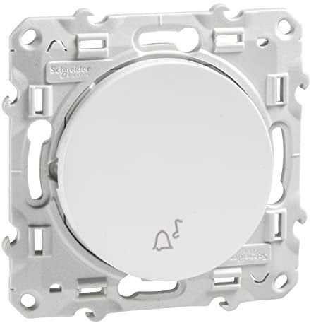 Schneider Electric S520246 Pulsador Símbolo Timbre, Blanco