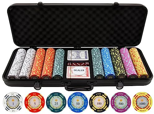 JPC 500 Piece Crown Casino Clay Poker Chips Set by