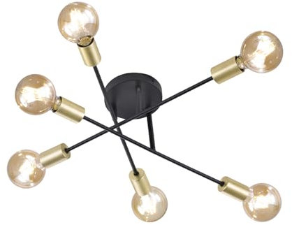 Trio Leuchten 606700632 Cross A++ to E, Deckenleuchte, Metall, E27, Schwarz matt, 56.6 x 56.6 x 19.11 cm