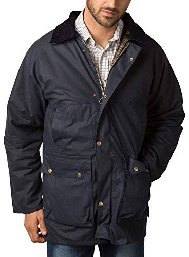 Rydale Men's Thirsk Classic Wax Jacket Waxed Cotton Country Check Lining Coat