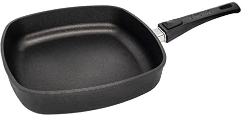 Eurolux leichte Eckpfanne Induktion 24 x 24 cm abnehmbaren Griff - hoher 6.5 cm Rand - kleine quadratische Alugusspfanne mit Antihaft-Beschichtung - Made in Germany