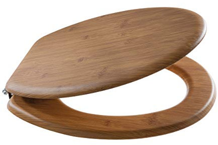 Spirella WC Deckel MDF mit Absenkautomatik Bambus mit High Gloss Finish und Schnellbefstigung Scharniere aus Edelstahl, Brown