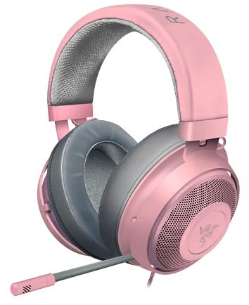 Razer Kraken - Cuffie Cablateda Gaming Multipiattaperma (Driver da 50 mm con Calibrazione Personalizzata, Microfono Retrattile Unidirezionale, Cavo Audio da 3,5 mm con Controlli su Filo) Quartz Rosa