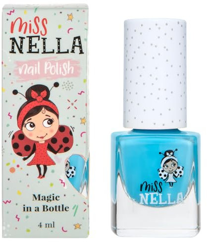 Miss Nella MERMAID BLUE – Safe Light Blue Nail Polish for Kids, Non-Toxic & Odor Free Formula for Children and Toddlers, Natural Water Based for Easy Peel Off