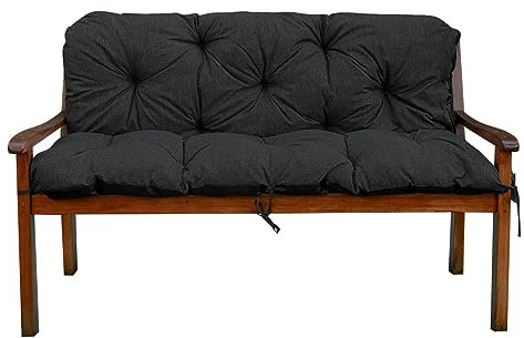 Gartenbankauflage Bankauflage Bankkissen Sitzkissen Polsterauflage V2 (180x60x50, Schwarz)