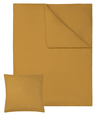 tectake 2tlg. Bettwäsche Set Baumwolle Bettgarnitur Bettüberzug 135x200 - Diverse Farben (2X Braun)