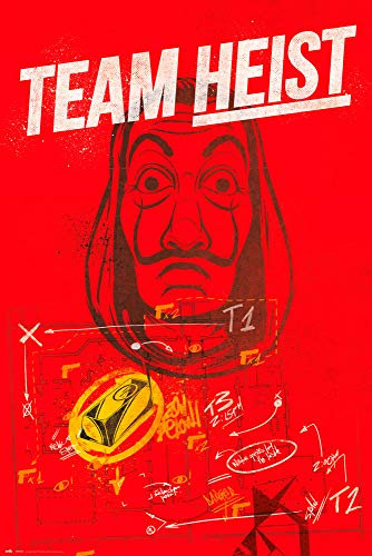 Grupo Erik Haus des Geldes Poster - Kunstdruck Money Heist - Deko Wohnzimmer oder Deko Schlafzimmer - Deko Wohnzimmer - Größe : 61 x 91 - Offizielle Lizenz - La Casa de Papel Fanartikel