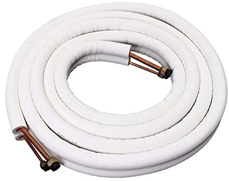 Tubo de cobre aislado de 1/4'' y 3/8'' (6,35 y 9,52 mm) para aire acondicionado. Par de tuberías gemelas en espiral (3)