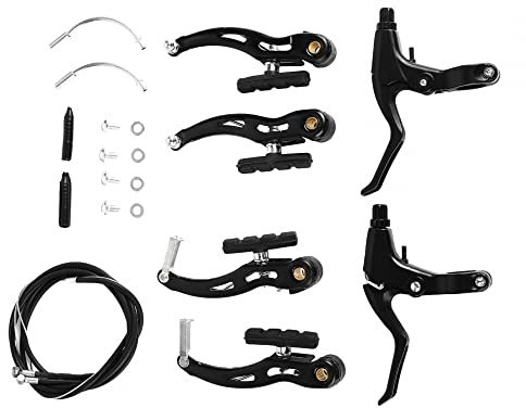 MiOYOOW Kompletter Fahrradbremsen Set,Bremshebel Fahrrad Set Fahrrad Handbremse Set mit 2 Bremse Kabel für MTB Trekking Citybike