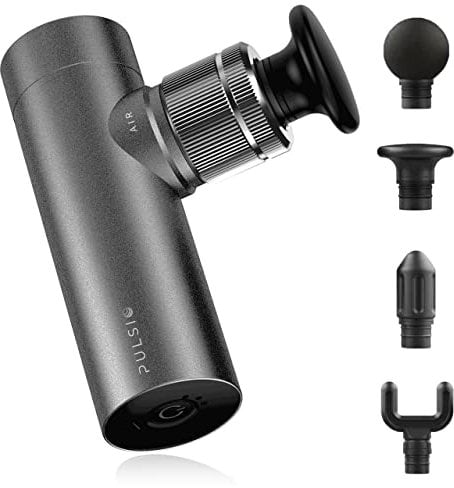 Mini Massage Gun, PULSIO AIR with Aluminium Body, Lightweight, Quiet, 2 Month Battery Life, Portable Muscle Relief (Silver)