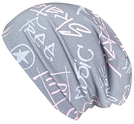 Wollhuhn ÖKO Jungen/Mädchen COOL Music Long-Beanie/Wendemütze Ganzjährig Zwei Lagen Jersey Innen Uni Grau (aus Öko-Stoffen, Bio), 20150820 (M, COOL Music grau/rosa)