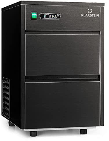 Klarstein Maquina de Hielo Sobremesa, Máquina Hacer Cubitos Portátil con Pantalla LED, 145W, R600a, con Cesta de Hielo, Ice Maker de Acero Inoxidable 20 kg de Capacidad, 3,5 kg Almacenamiento