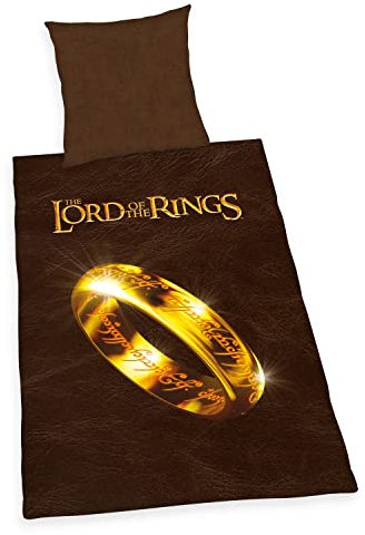 Herding Herr der Ringe Bettwäsche, Kopfkissenbezug ca. 80x80 cm, Bettbezug ca. 135x200 cm, mit leichtläufigem Markenreißverschluss, 100% Baumwolle, Renforcé
