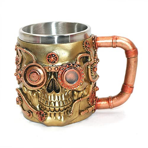 Tabac du Bassigny Chope Polyrésine Cyborg Skull - Doré/Cuivre