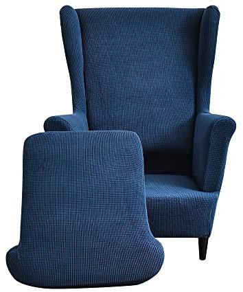 CHNSHOME Sesselhusse Ohrensessel 2 Stück Ohrensessel Bezug Elastisch Ohren Sessel Überzug Bezug Sesselbezug Navy blau