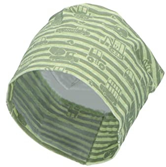 Sterntaler Baby Jungen Beanie Baby Slouch-Beanie Fahrzeuge - Beanie Baby, Kinderbeanie, Babymütze - aus Baumwolle - hellgrün, 45