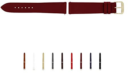 SELVA Uhrenarmband, 14-24 mm, Leder, zum Wechseln, Ersatzarmband für Smartwatch, Made in Germany, Größe:16 mm, Farbe:Bordeaux mit silberner Schließe