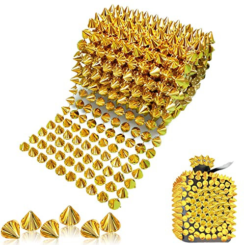 Yhsheen 91 cm Spike zum Basteln, Kegel, flache Rückseite, Kunststoffbesatz, Netz für Halloween-Dekoration, Kostümverzierung, Basteln (Gold)