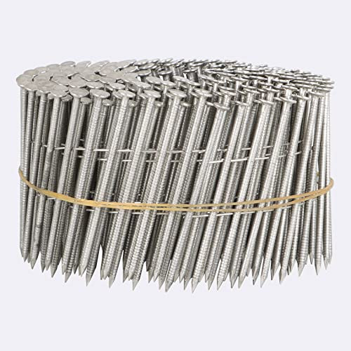 LiGuVCY Chiodi in acciaio inox – 2-1/2x0,09 codolo ad anello bobine da 15 gradi, 3600 conteggi, piccoli tappi a bobina per tetti e recinzioni, ecc