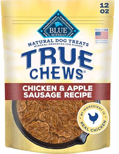 Blue Buffalo True Chews Dog Treats, Made in the USA with Natural Ingredients, Chicken and Apple Sausage Recipe, 12-oz Bag