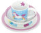 GREENBOX Set di stoviglie in porcellana per bambini, 3 pezzi, lavabile in lavastoviglie, con motivo I idee regalo per bambini, divertente stoviglie per bambini con immagine unicorno