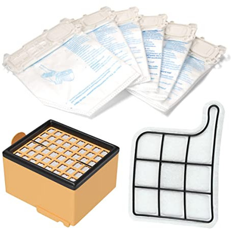 BSSTORE Kit 6 Sacchetti + Filtro Igienico Hepa + Griglia Filtro Protezione Motore Compatibile per VK135 VK136