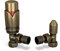 UK Radiators Antique Brass Thermostatic Radiator Valve and Angled Lockshield Valve - Brushed Antique Brass Finish - Classy and Modern Design 1/2 x 15mm Angled Radiator Valve