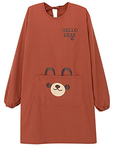 ROXXR Cute Bear Apron Long Sleeves Apron Kitchen Apron Bib Apron Cooking Apron BBQ Apron for Chefs Operations Orange, orange