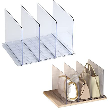 LIKEUDO Weiß Einstellbar Handtaschen Aufbewahrung Ablage Skalierbar Handtaschen Regaltrenner Aufbewahrung Ablage Handtasche Display Rack Taschenhalter Handtaschen Familienschrank (transparent)