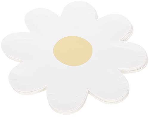 Healeved 20 Pièces Assiettes En Papier En Forme De Fleur 7 Pouces Marguerite Fleur Tournesol Assiettes À Dessert Vaisselle De Fête Pour Les Faveurs De Pique- De