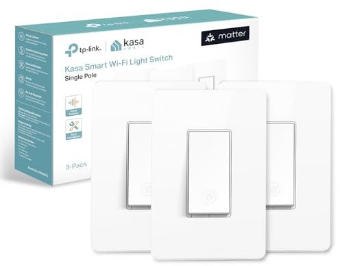 Kasa Matter Smart Light Switch: Voice Control w/Siri, Alexa & Google Assistant, UL Certified, Timer & Schedule, Easy Guided Install, Neutral Wire Required, Single Pole, 2.4GHz Wi-Fi, 3-Pack